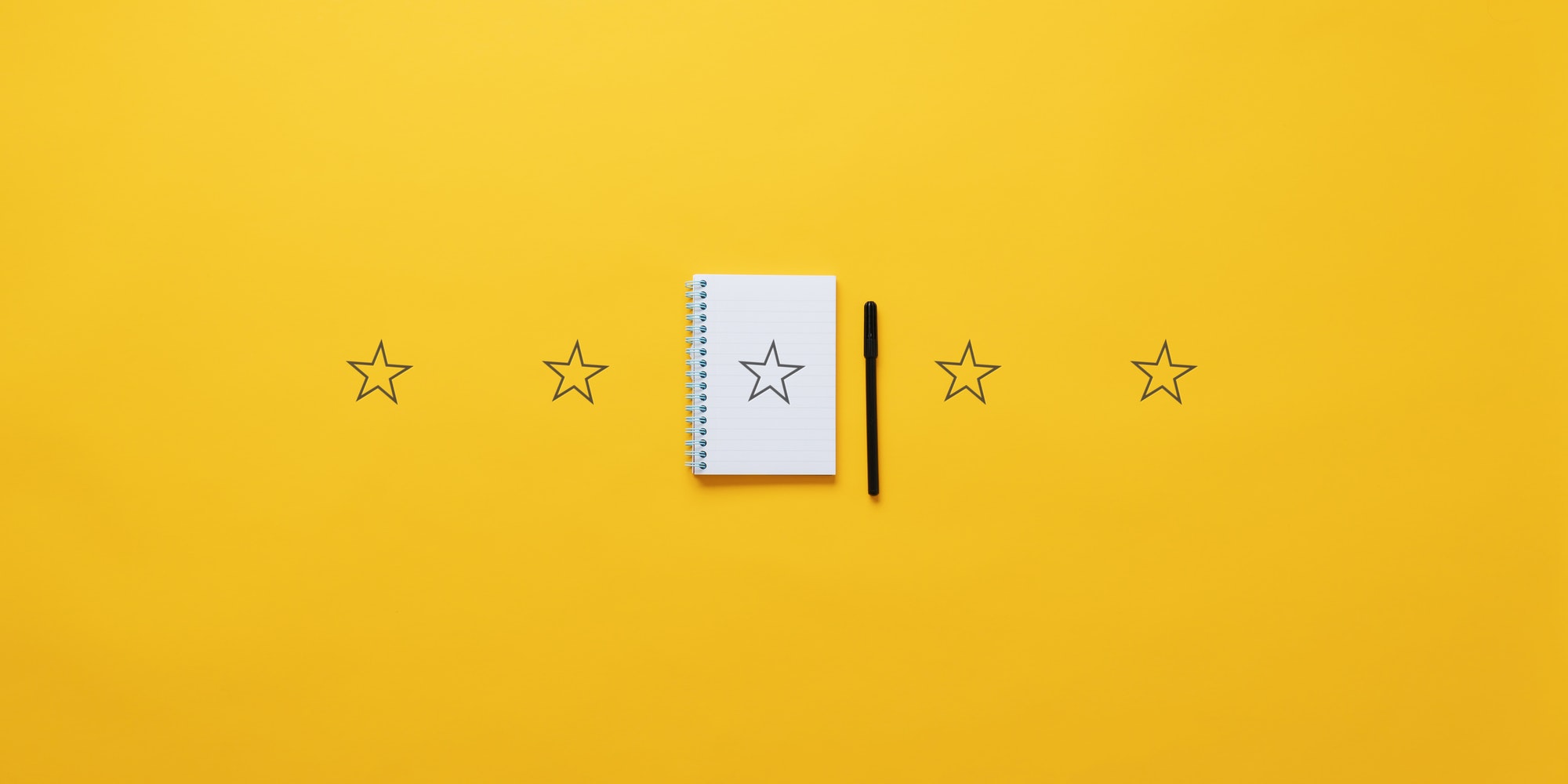Five stars over yellow background